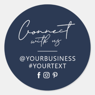 Marineblau Social Media Business-Logo-Paket Runder Aufkleber
