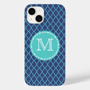 Marineblau und Aquamarines marokkanisches Muster - Case-Mate iPhone 14 Hülle