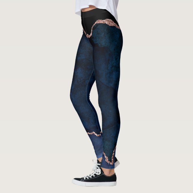 Marineblau und Rose Gold agate Leggings (Links)