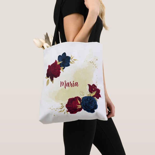 Marineblau und rote Blume Gold (Von Nahem)