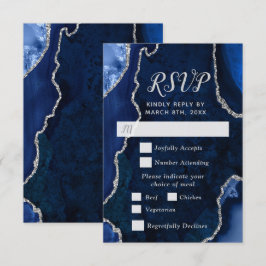 Marineblau und Silber-Achat Essenswahl RSVP Karte