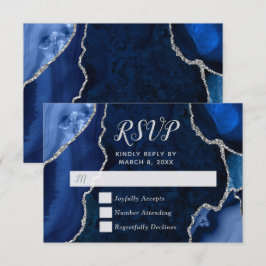 Marineblau und Silber Achat Murmel RSVP Karte