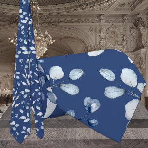 Marineblau- und Staubblau-Eukalyptus-Grünzeug-Hoch Krawatte