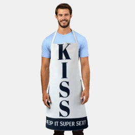 Marineblau und weiß Behalt It Super Sexy KISS Schürze