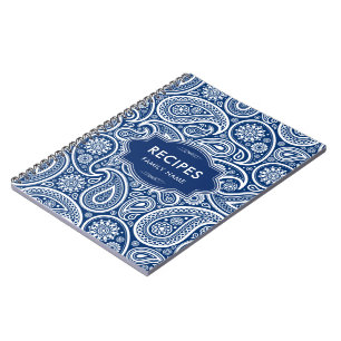 Marineblau und Weiß Paisley Muster Notizblock