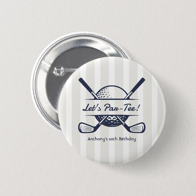 Marineblau, Weiß & Cloud Dancer Vornehme Golf-Part Button (Vorne & Hinten)