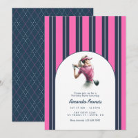 Marineblau, Weiß und Hot Pink Vornehme Damen Golf