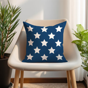 Marineblau Weißer Stern Muster Patriotisch Kissen