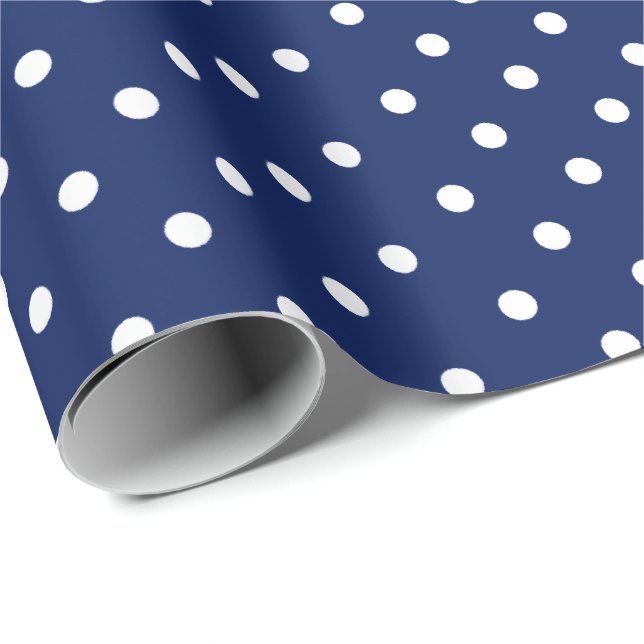 Marineblau | White Polka Dot Wrapping Paper Geschenkpapier (Rolleneckpunkt)