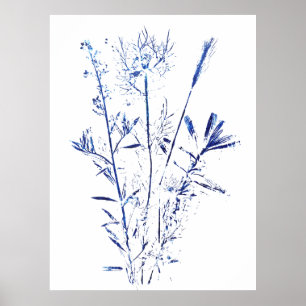 Marineblau-Wildblumen und Lavafelder Arts Poster
