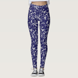 Marineblaue abstrakte Leggings 