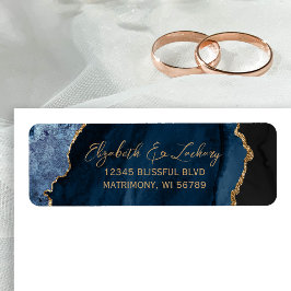 Marineblaue Achat-Schrift Hochzeits-Rücksendeadres