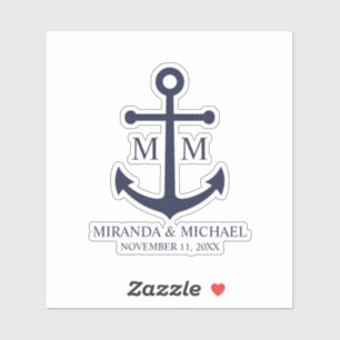Marineblaue Anker-Hochzeit Aufkleber