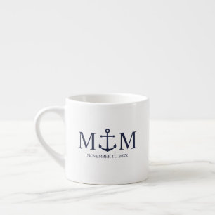 Marineblaue Anker-Hochzeit Espressotasse