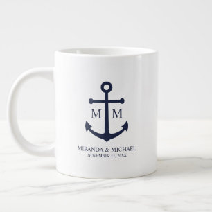 Marineblaue Anker-Hochzeit Jumbo-Tasse