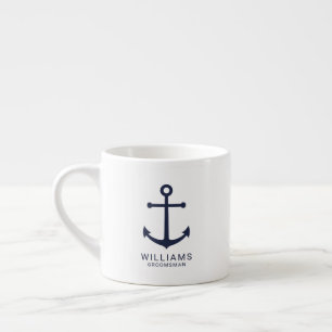 Marineblaue Anker-Personalisierte Trauzeugen C Espressotasse