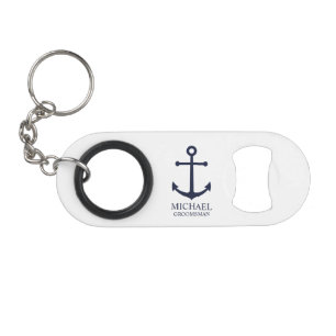 Marineblaue Anker-Personalisierung für Trauzeugen Mini Flaschenöffner