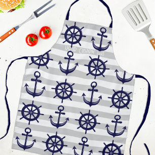 Marineblaue Anker-Schiffsrad-Gestreifte Nautilie Schürze