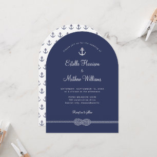 Marineblaue Anker-Tau-Hochzeit Einladung