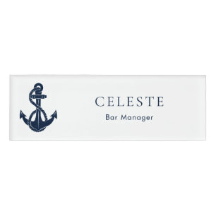 Marineblaue Anker und Bootsbesatzung der Marine Namenschild