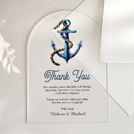 Marineblaue Ankerleine Nautische Hochzeit Danke Acryleinladungen