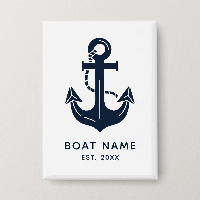Marineblaue benutzerdefinierte Bootname Button (Vorderseite)