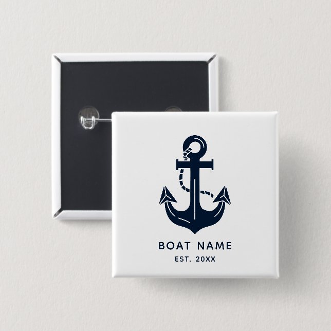 Marineblaue benutzerdefinierte Bootname Button (Vorne & Hinten)