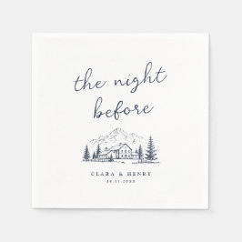 Marineblaue Berg-Nacht-vor-der-Hochzeit-Servietten Serviette