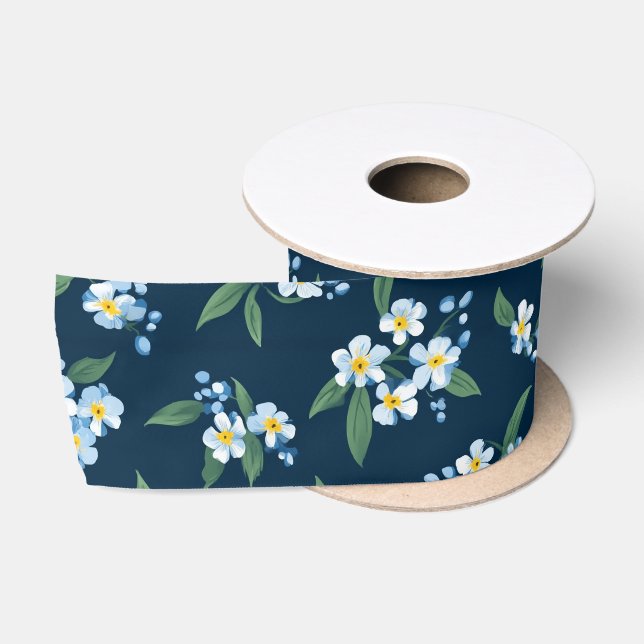 Marineblaue Blumen-Satinband Satinband (Spule)