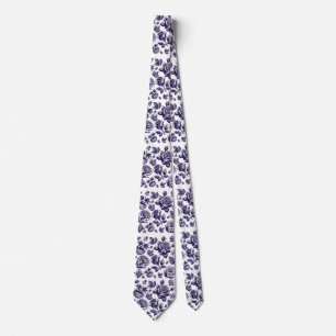 Marineblaue Blumen Vintage Krawatte