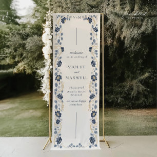 Marineblaue Blumenhochzeits-Willkommensbanner 2,5 Banner