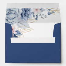 Marineblaue Blumenhochzeitsumschläge