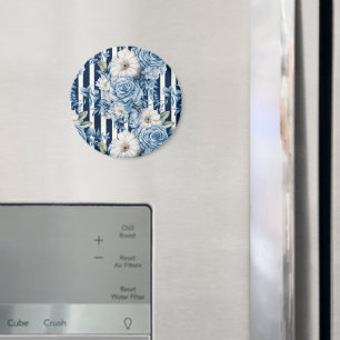 Marineblaue Blumenstreifen Brautparty Magnet