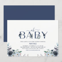Marineblaue Boho-Floral-Jungen-Baby-Party