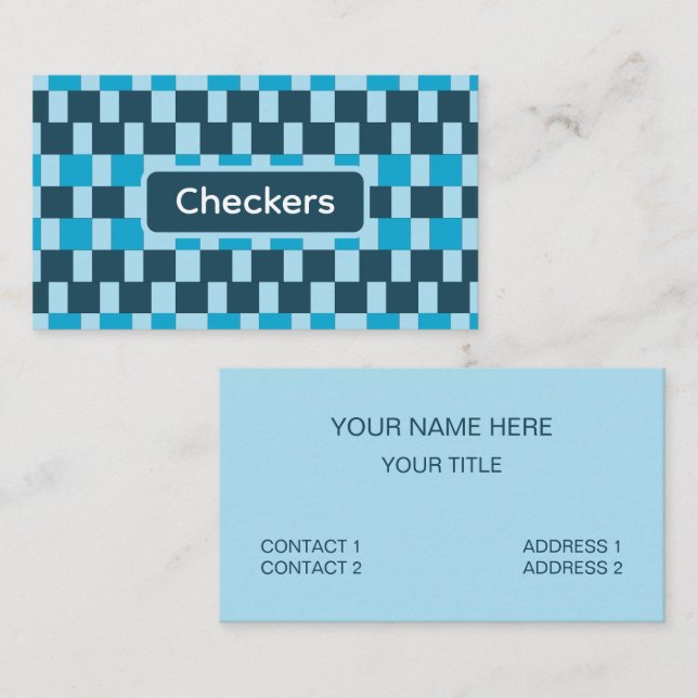 Marineblaue Checker kariert Visitenkarte (Vorne/Hinten)