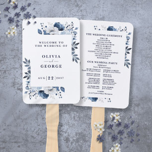 Marineblaue elegante Blumenhochzeitsprogramm Fächer