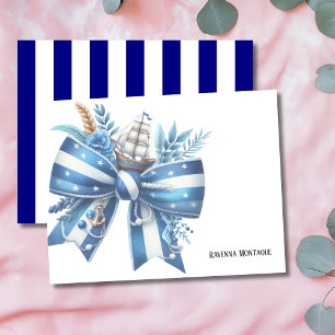 Marineblaue elegante große Bogen-Dankes-Notizkarte Mitteilungskarte