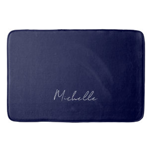 Marineblaue Farbe Schlichte Moderne Eigener Name K Badematte