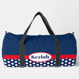 Marineblaue Farbkombination und Punkte Duffle Bag