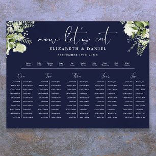 Marineblaue florale Hochzeitstisch-Plan-Sitzordnun Poster