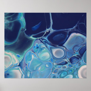 Marineblaue Flüssigkeit Abstrakte Moderne Marmor W Poster