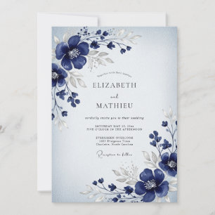 Marineblaue glaziale Winterhochzeit Einladung