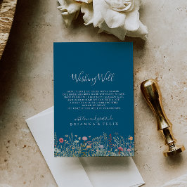 Marineblaue glückliche Boho-Wildblumen-Hochzeits-W Begleitkarte