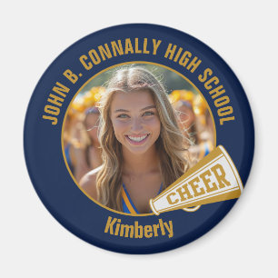 Marineblaue Gold Cheerleader-Foto High School Magnet