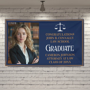 Marineblaue Gold Law School Foto-Abschlussfeier Banner