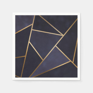 Marineblaue goldene Dreiecke geometrisch elegant k Serviette