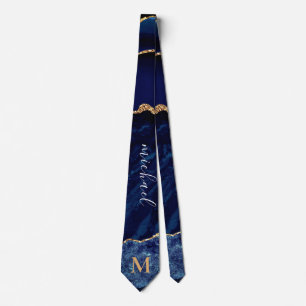 Marineblaue Goldene Krawatte Personalisierter Name