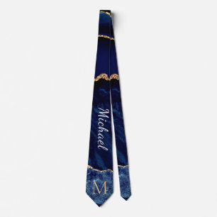 Marineblaue Goldmarmor Individueller Buchstabe Ihr Krawatte