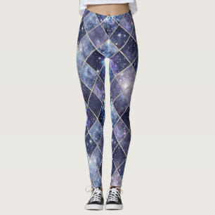 Marineblaue himmlische Diamantgitter-Stern Leggings
