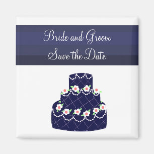 Marineblaue Hochzeitstorte Save the Date Magnet